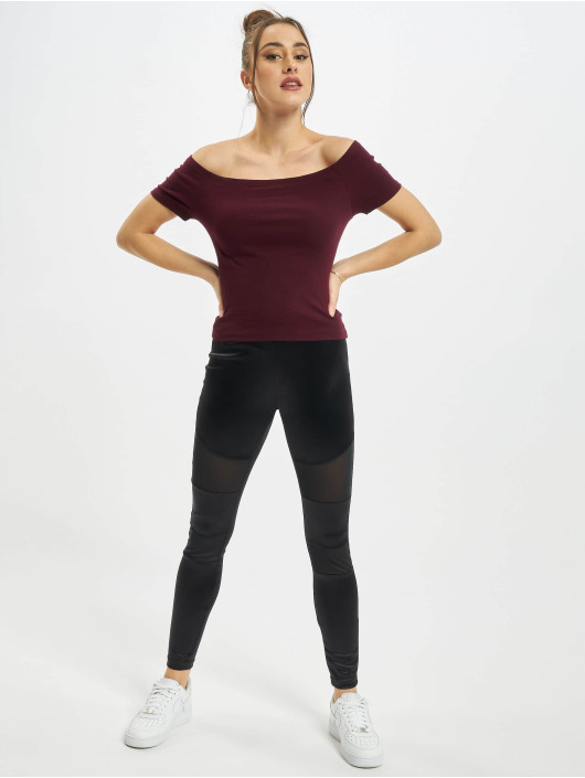Urban Classics Tops sans manche Ladies Off Shoulder Rib rouge